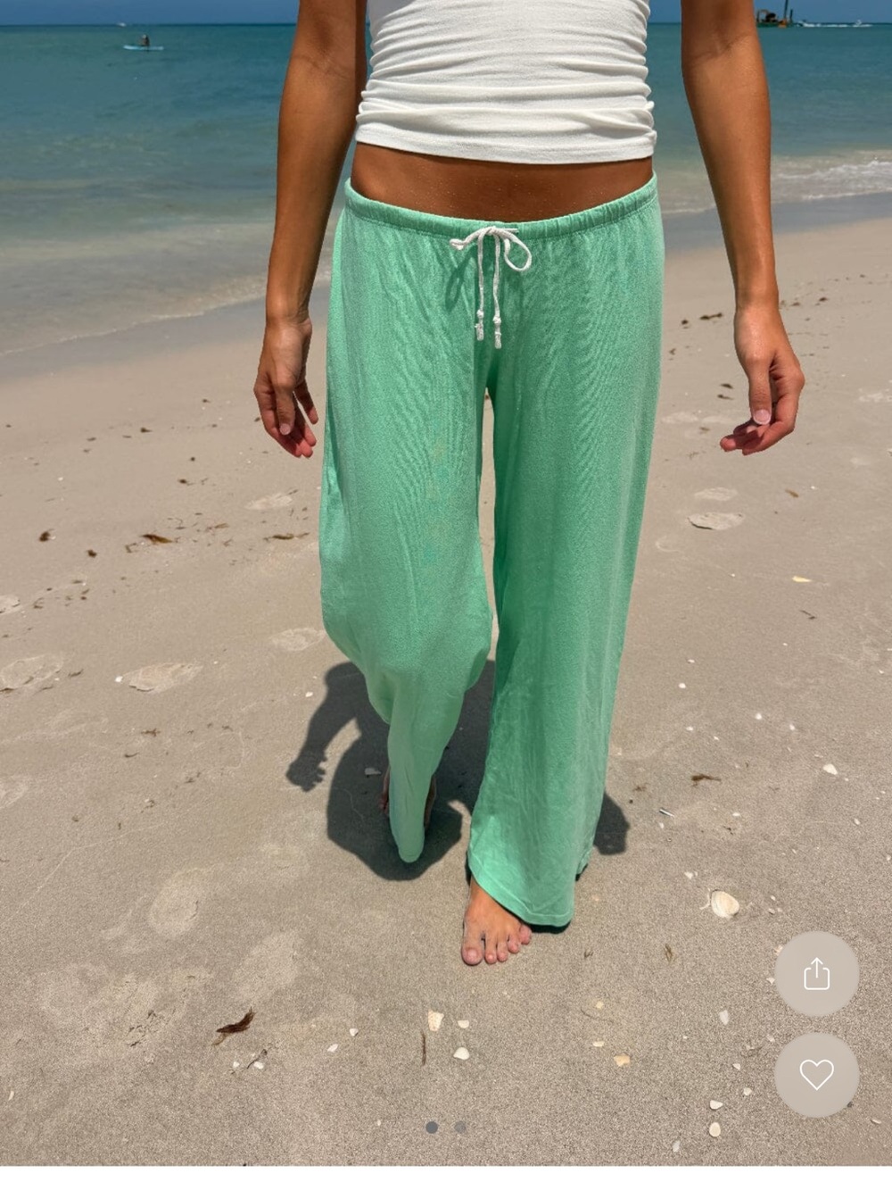 Brandy Melville Mint Green Wide-Leg Drawstring Pants